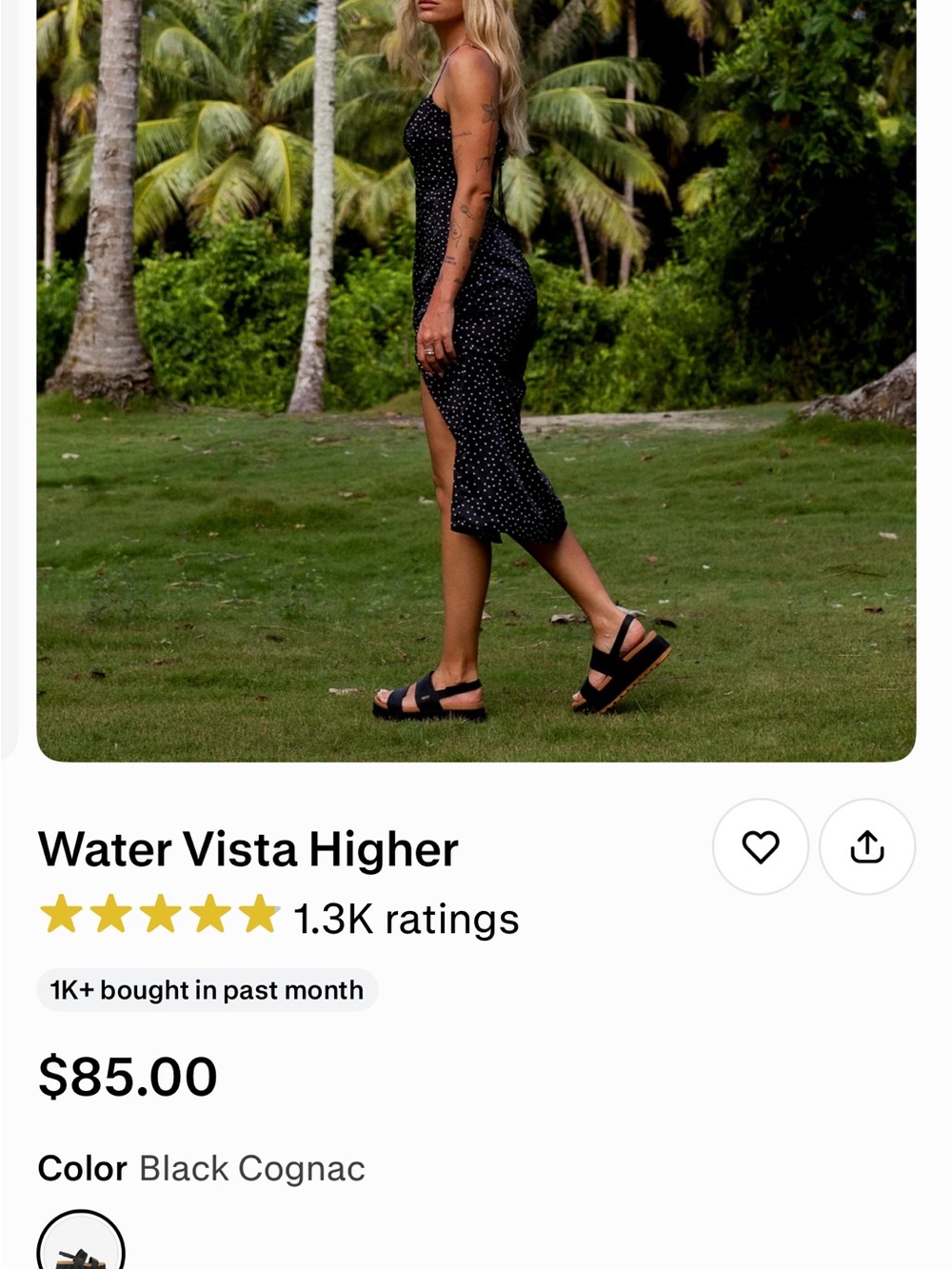 Reef Water Vista Higher Black and Cognac Platform Sandals